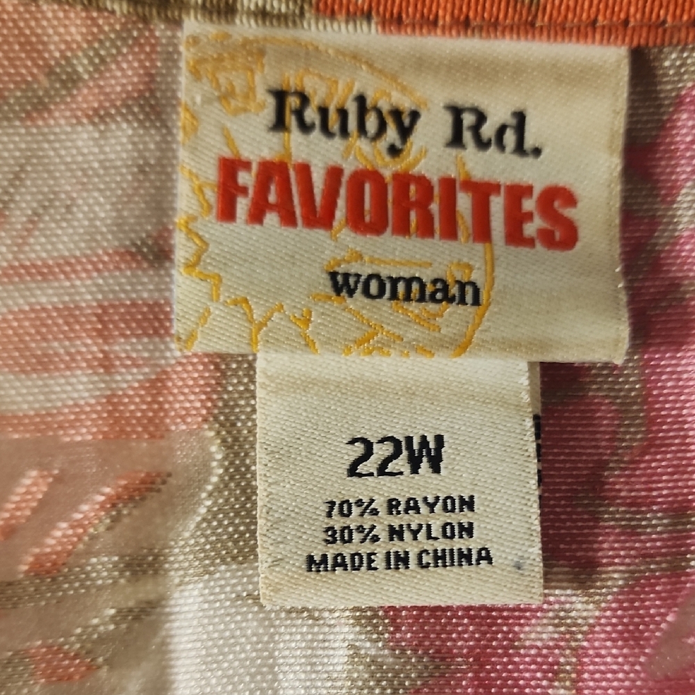 Ruby Rd. Leaf Print Button-Down Shirt - Pink, Bro… - image 2